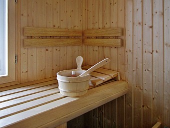 Blick in die 
Außen-Sauna